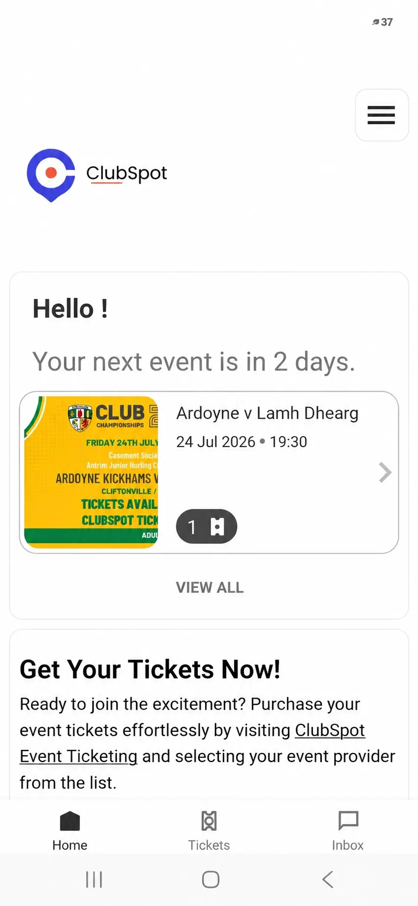 Clubspot Tickets App